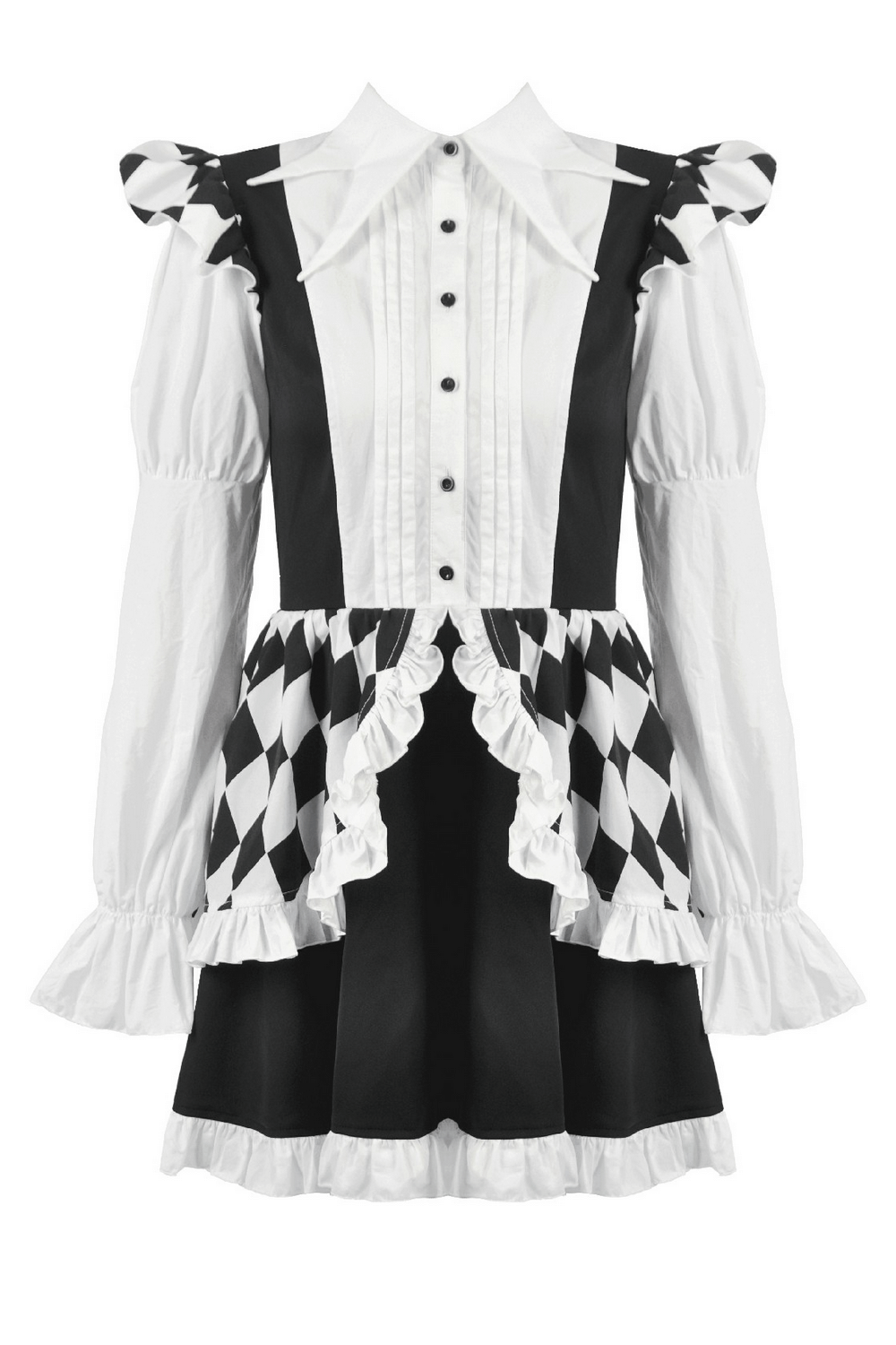 Harlequin Black and White Gothic Ruffle Mini Dress - image 4