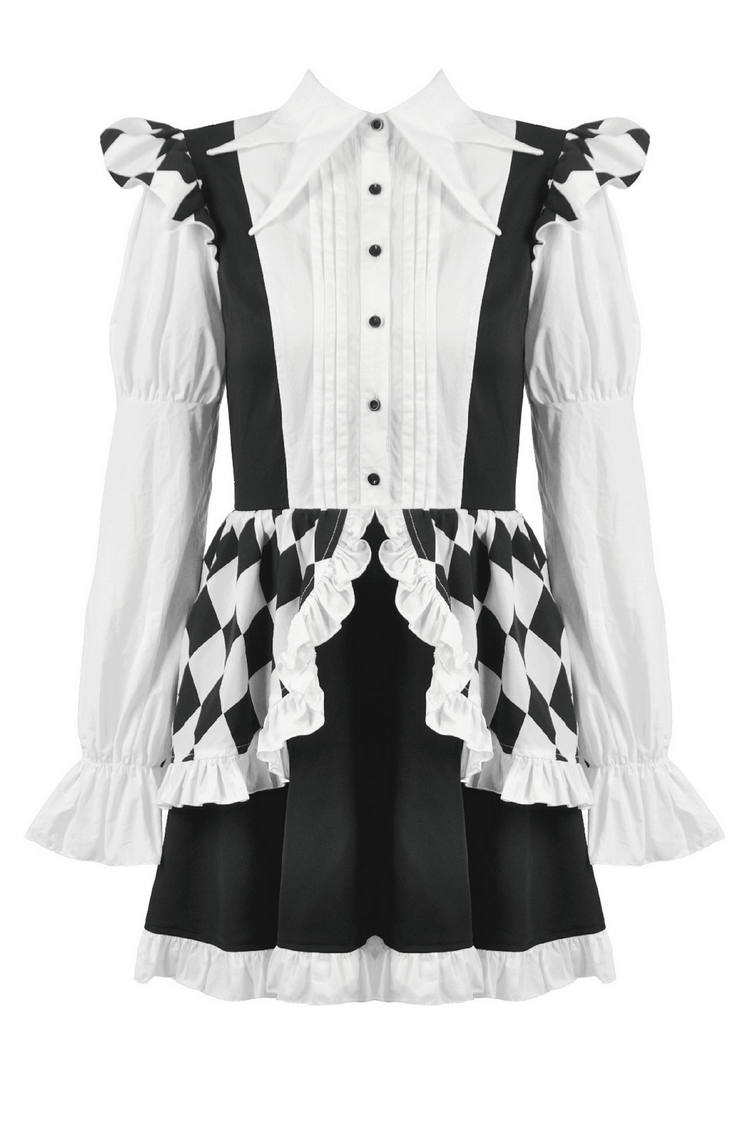 Harlequin Black and White Gothic Ruffle Mini Dress - image 4