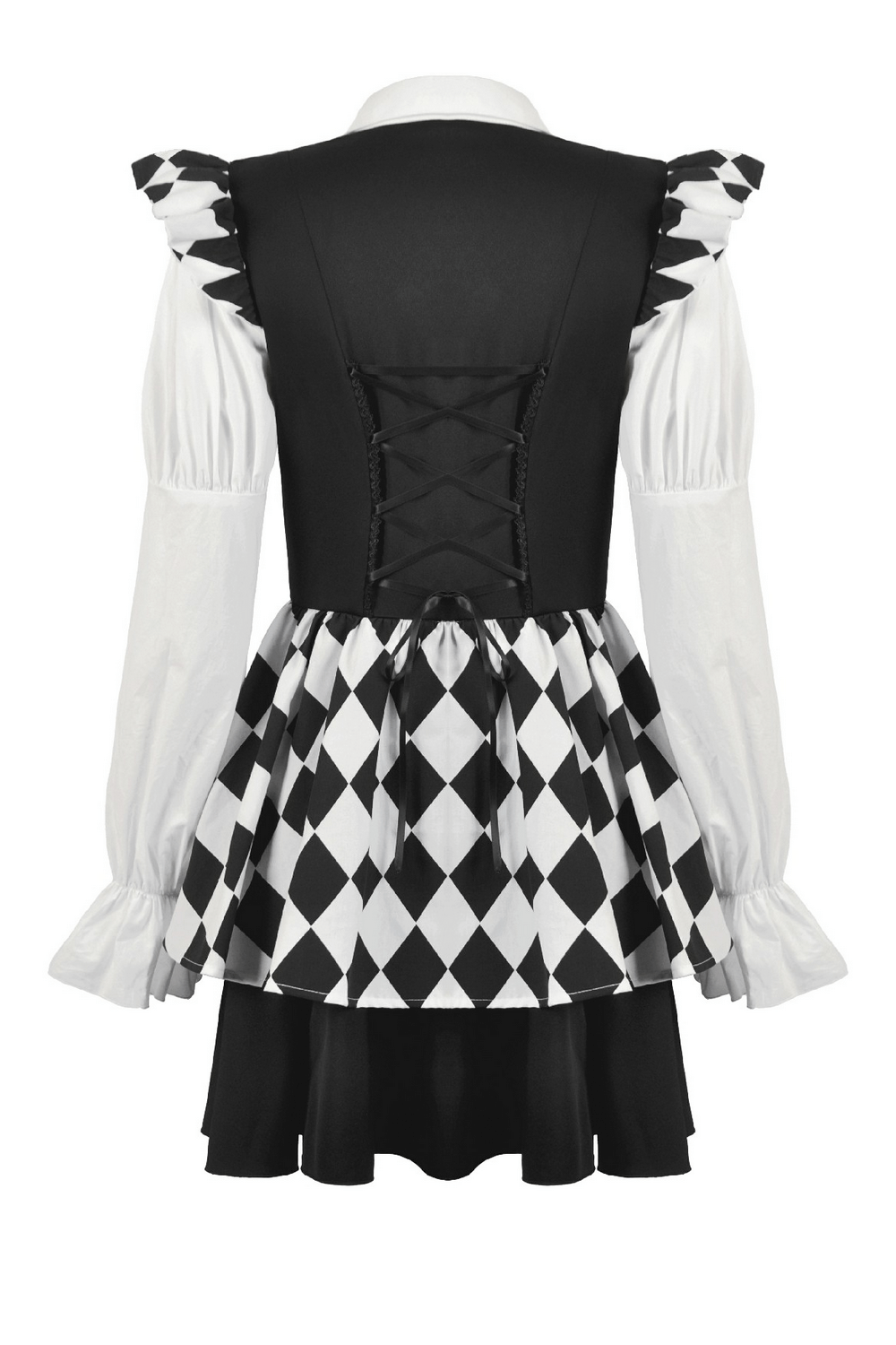 Harlequin Black and White Gothic Ruffle Mini Dress - image 5