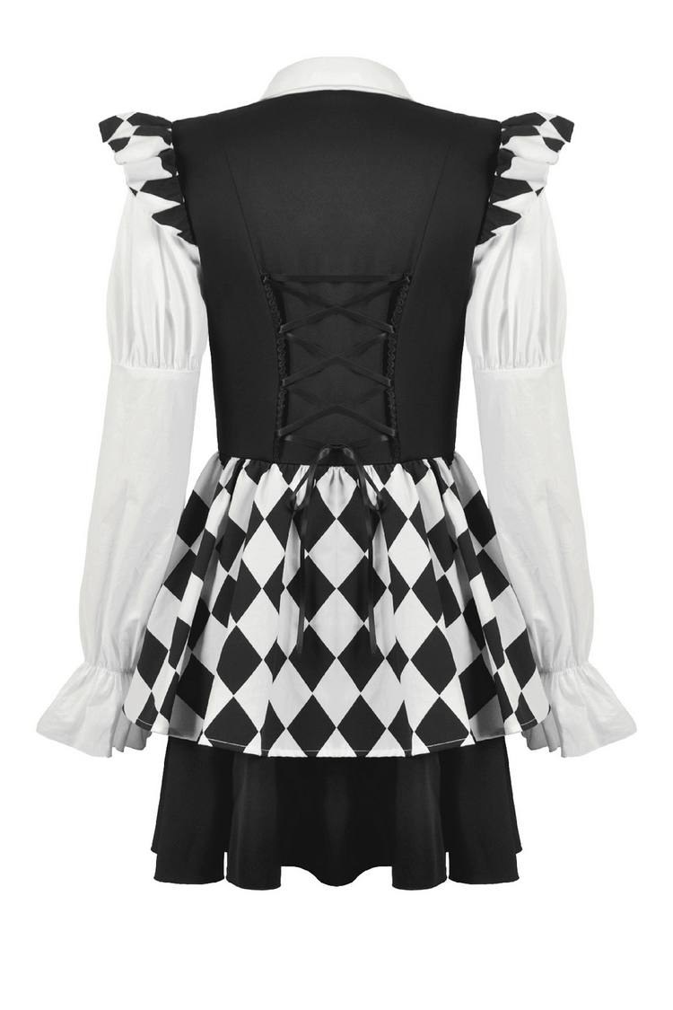Harlequin Black and White Gothic Ruffle Mini Dress - image 5