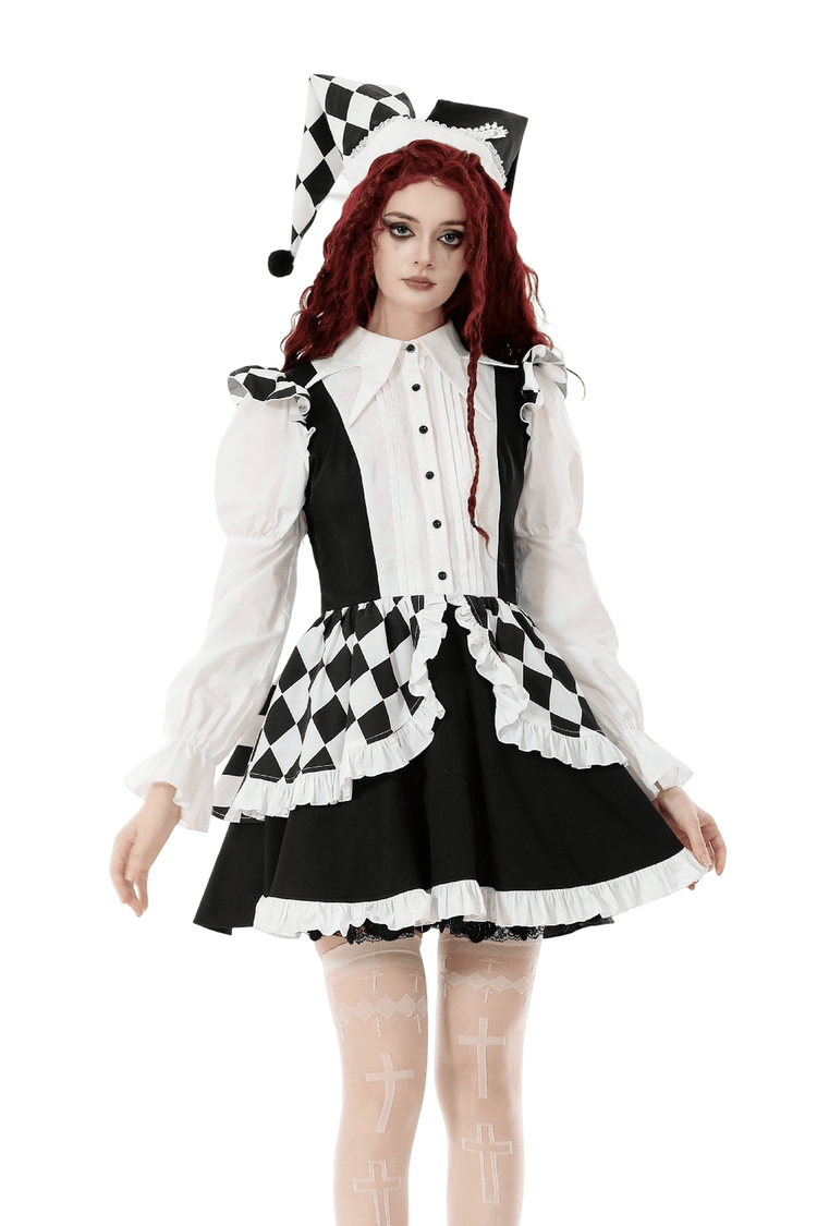 Harlequin Black and White Gothic Ruffle Mini Dress - image 1