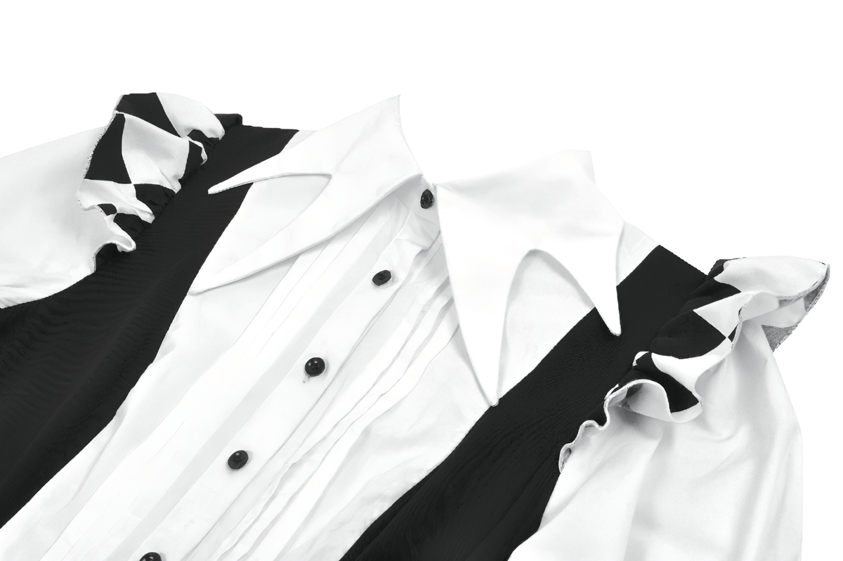 Harlequin Black and White Gothic Ruffle Mini Dress - image 6