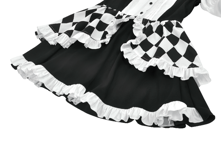 Harlequin Black and White Gothic Ruffle Mini Dress - image 8