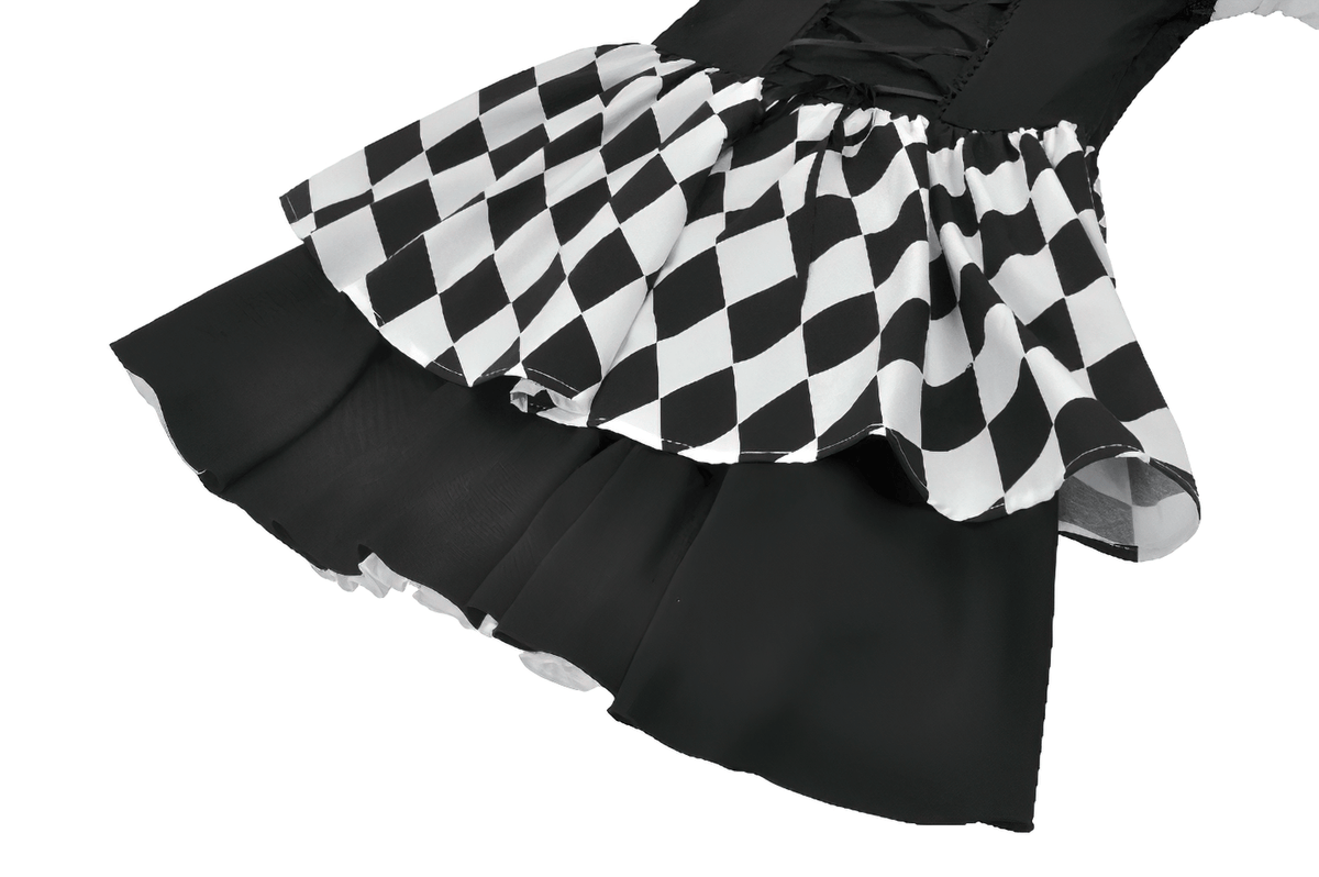 Harlequin Black and White Gothic Ruffle Mini Dress - image 12