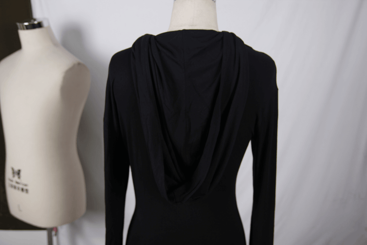 Hooded Black Mini Dresses / Gothic Flared Sleeves Short Dress / Female Alternative Fashion - image 7