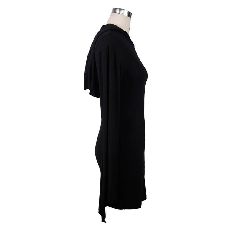 Hooded Black Mini Dresses / Gothic Flared Sleeves Short Dress / Female Alternative Fashion - image 4