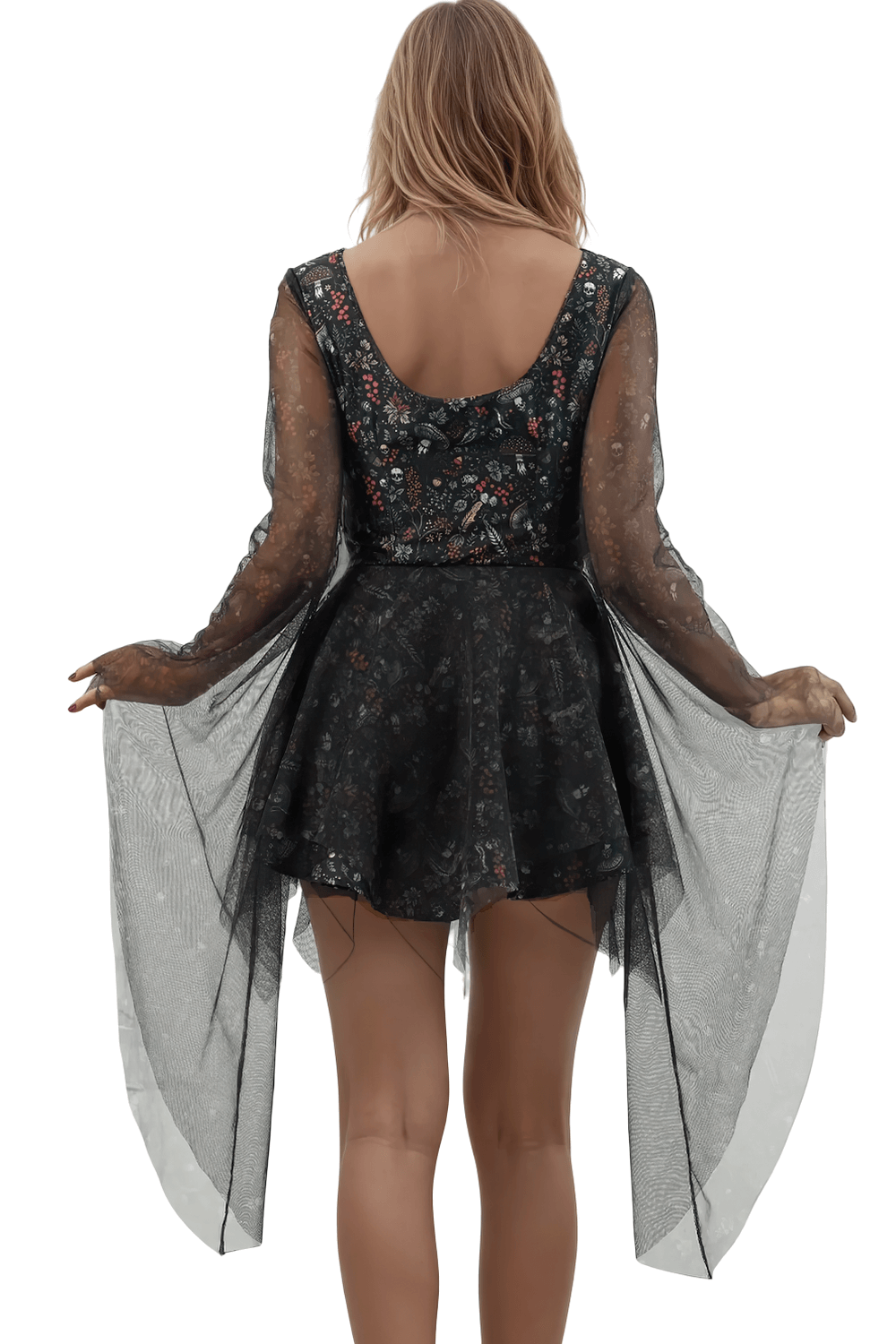 Josina Mushroom and Skull Print Taffeta Dress - image 2