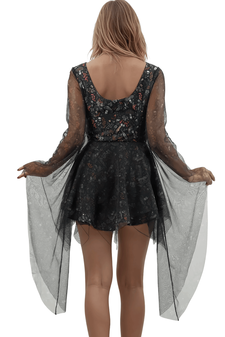 Josina Mushroom and Skull Print Taffeta Dress - image 2