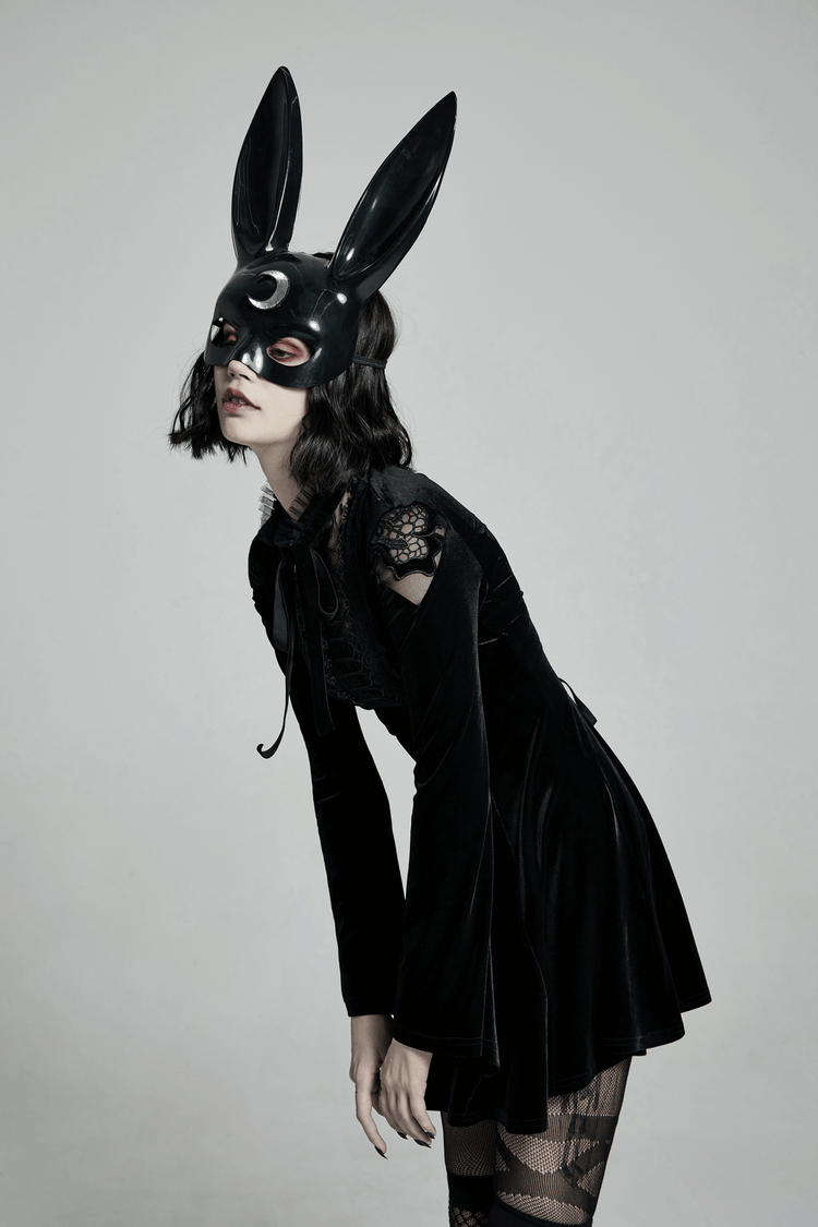 Lace Collar Velvet Gothic Women's Flare Dress - image 10
