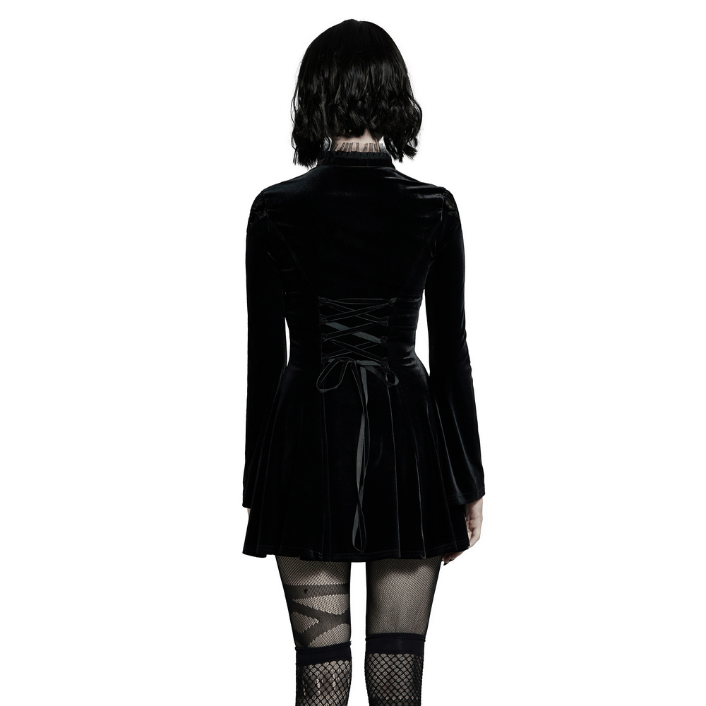 Lace Collar Velvet Gothic Women's Flare Dress - image 2