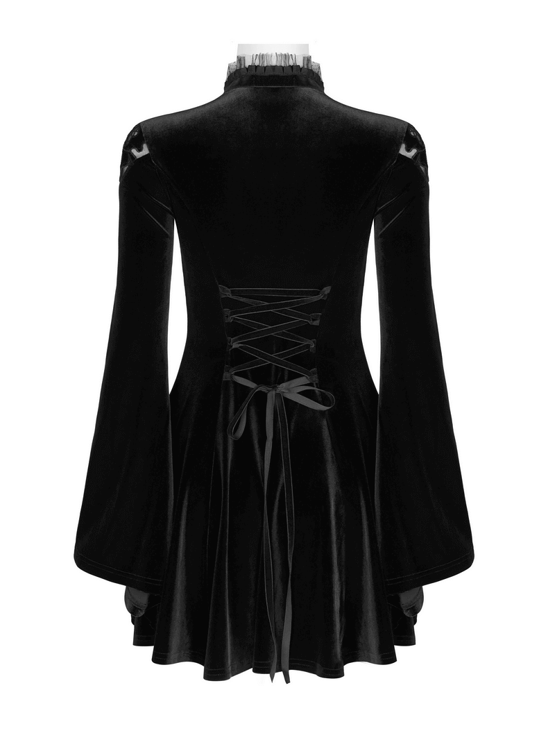 Lace Collar Velvet Gothic Women's Flare Dress - image 6