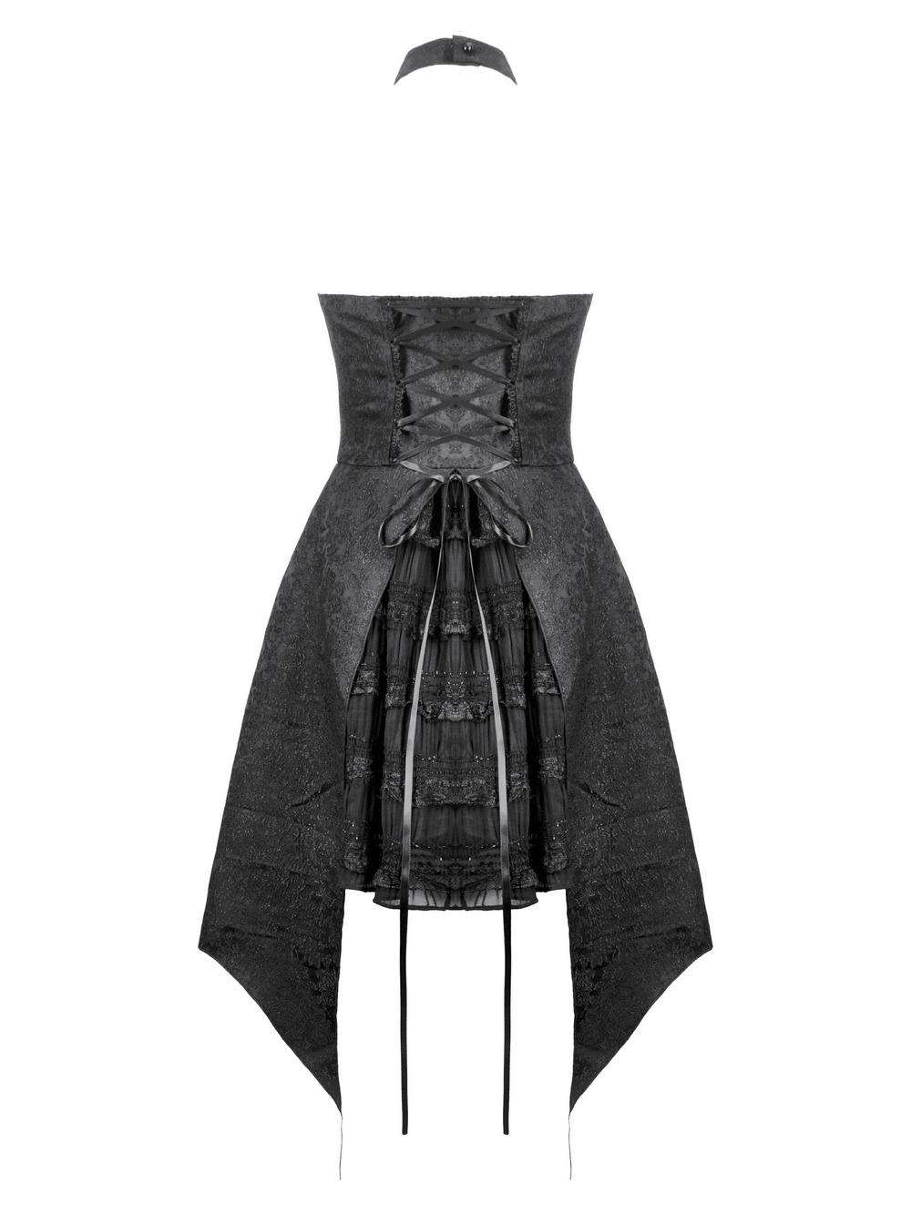 Lace Halter Corset Dress with Choker and Asymmetrical Hem - image 5