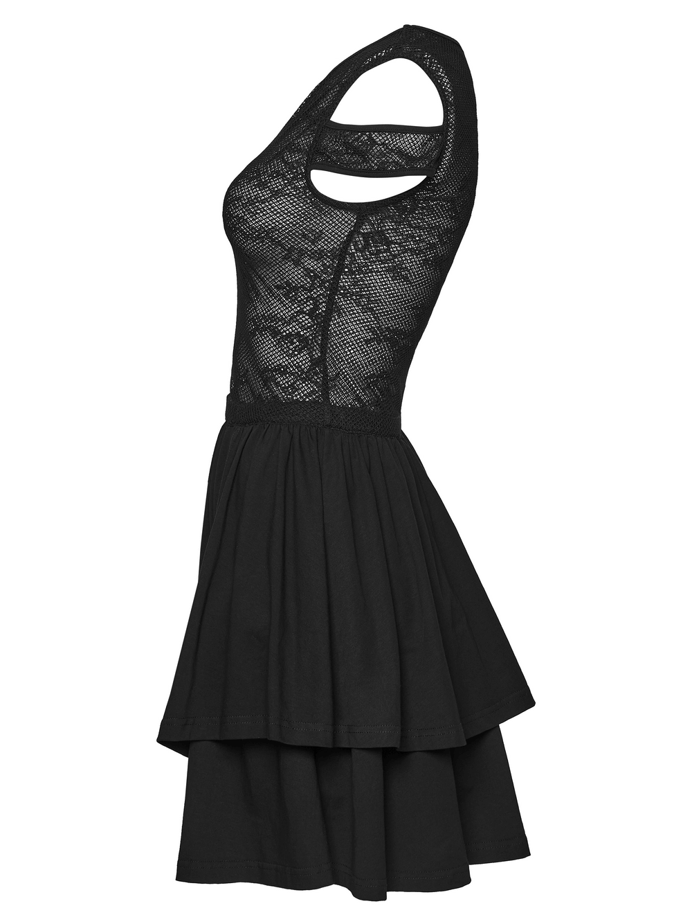 Lace Mini Dress with Mesh Cold Shoulders in Gothic Style - image 5