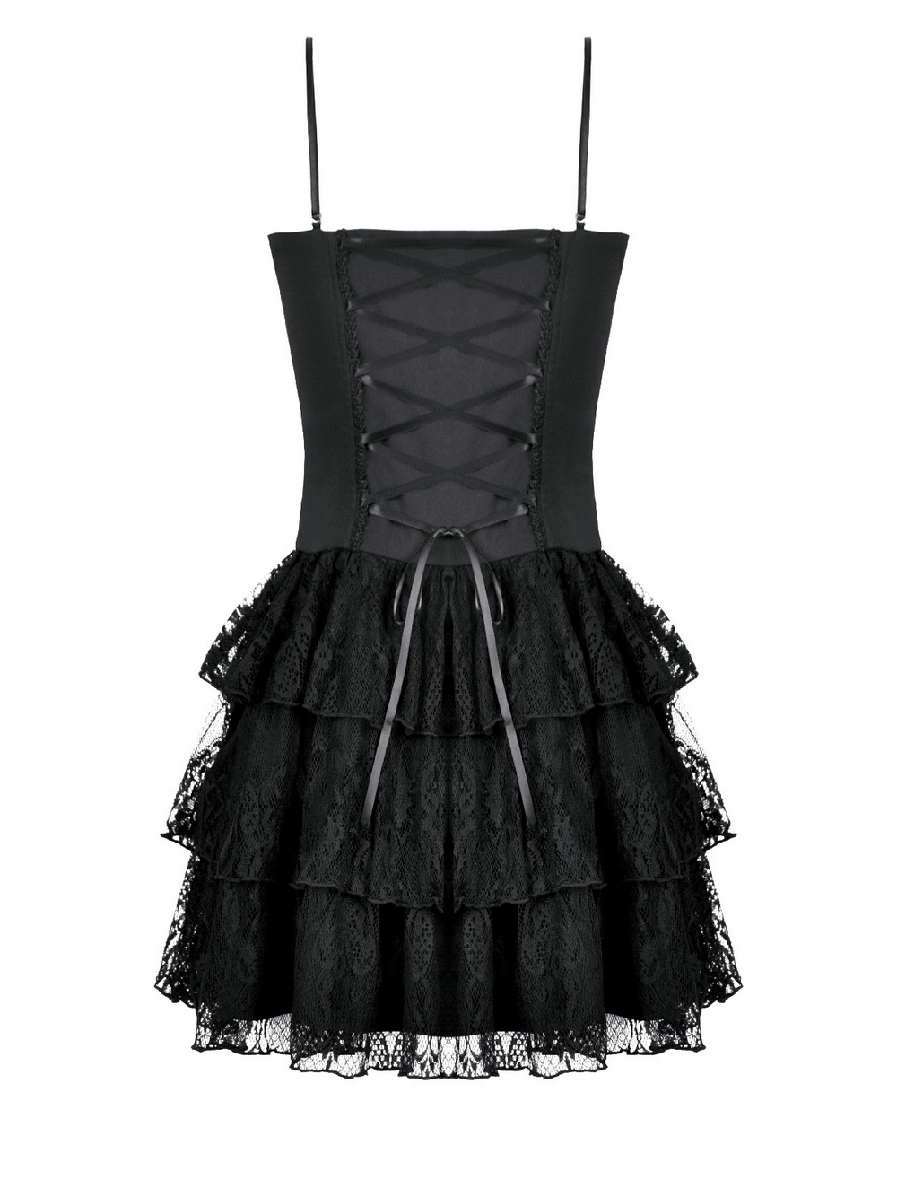 Lace Ruffle Mini Dress with Corset Back and Buckles - image 5