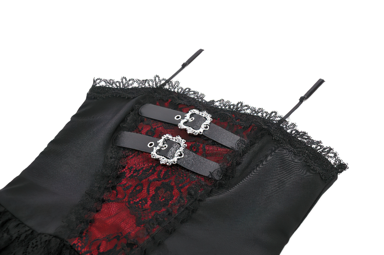 Lace Ruffle Mini Dress with Corset Back and Buckles - image 6