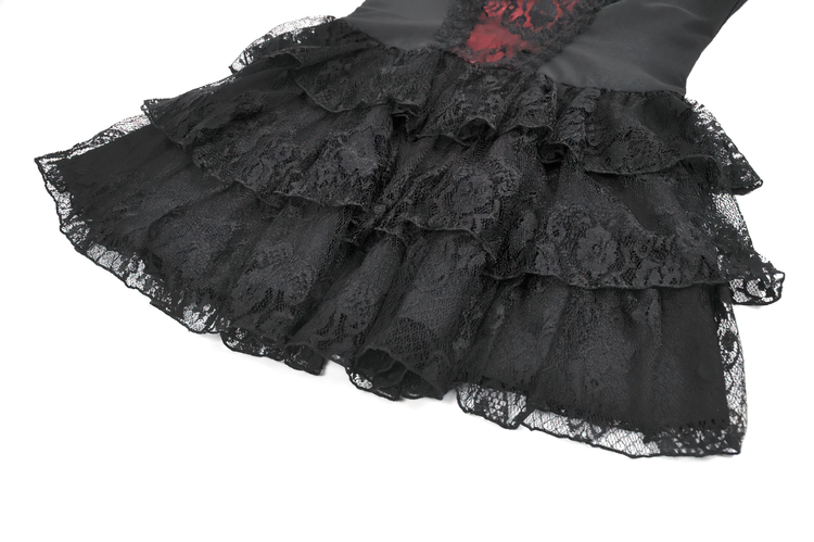 Lace Ruffle Mini Dress with Corset Back and Buckles - image 8