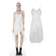 Ladies White Lace Midi Dress with Asymmetric Hem - image 3