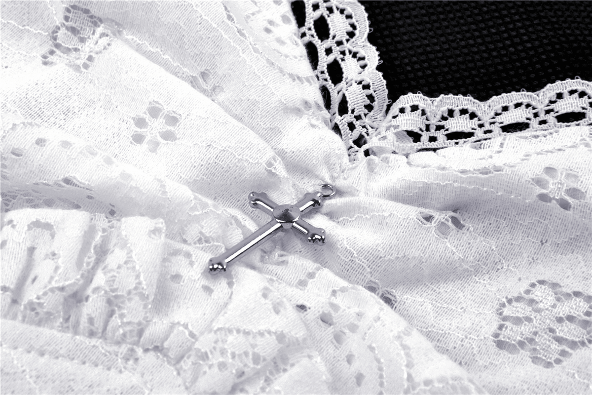 Ladies White Lace Midi Dress with Asymmetric Hem - image 6