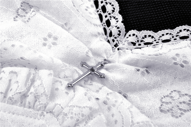 Ladies White Lace Midi Dress with Asymmetric Hem - image 6