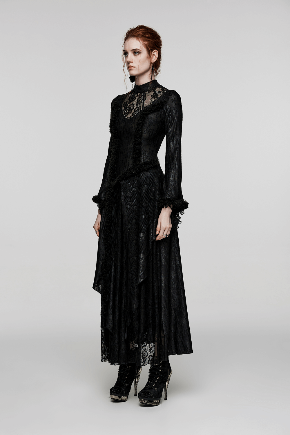 Layered Lace Gothic Elegance Long Slim Fit Dress - image 13