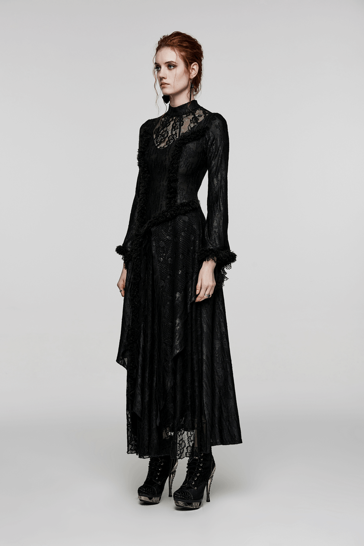 Layered Lace Gothic Elegance Long Slim Fit Dress - image 13