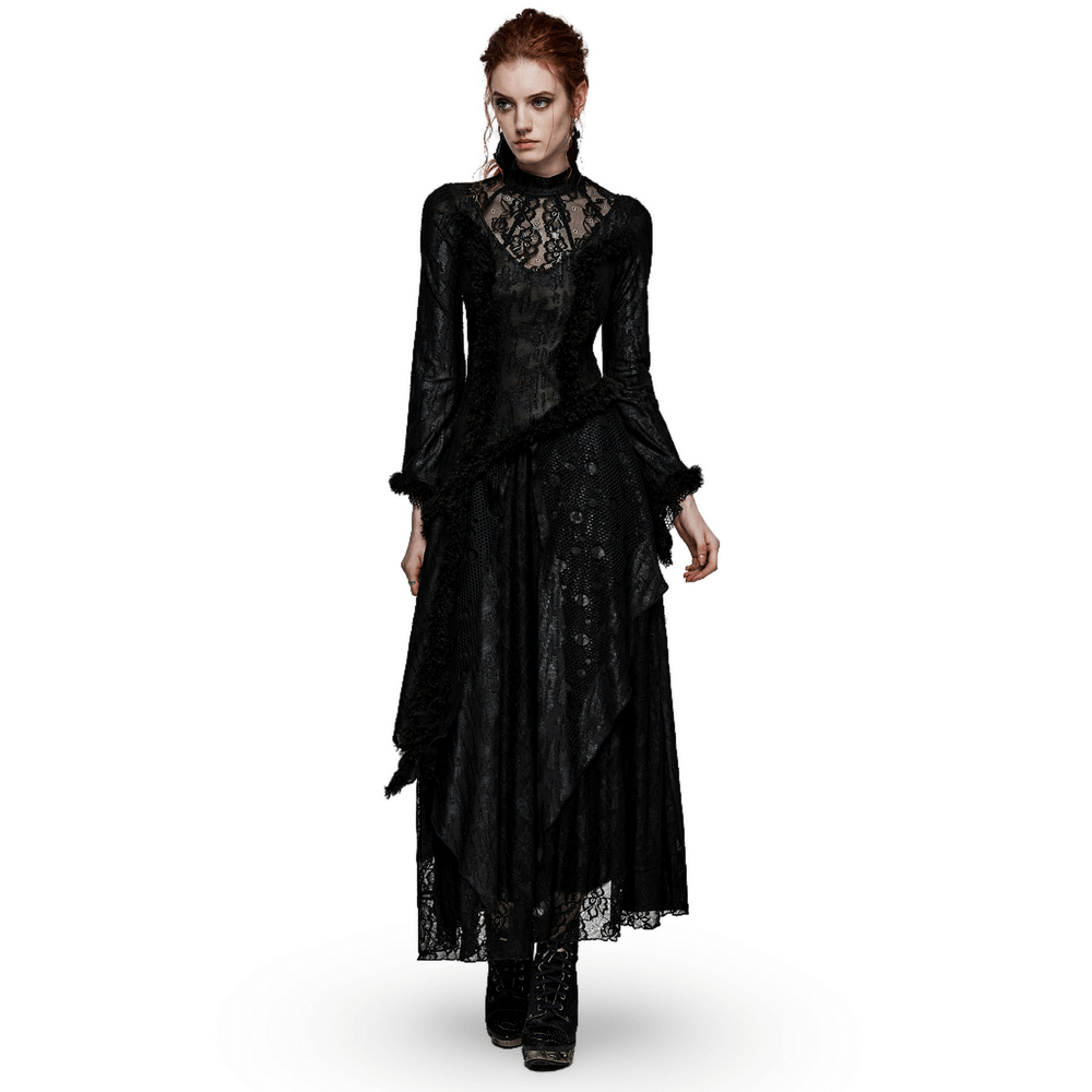 Layered Lace Gothic Elegance Long Slim Fit Dress - image 1