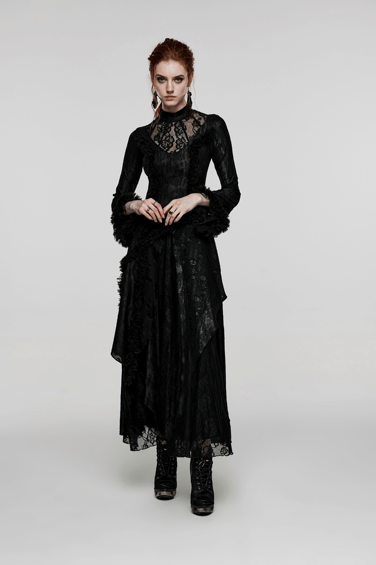 Layered Lace Gothic Elegance Long Slim Fit Dress - image 12