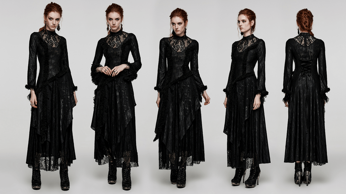 Layered Lace Gothic Elegance Long Slim Fit Dress - image 14