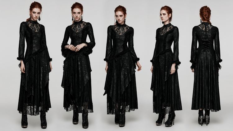 Layered Lace Gothic Elegance Long Slim Fit Dress - image 14