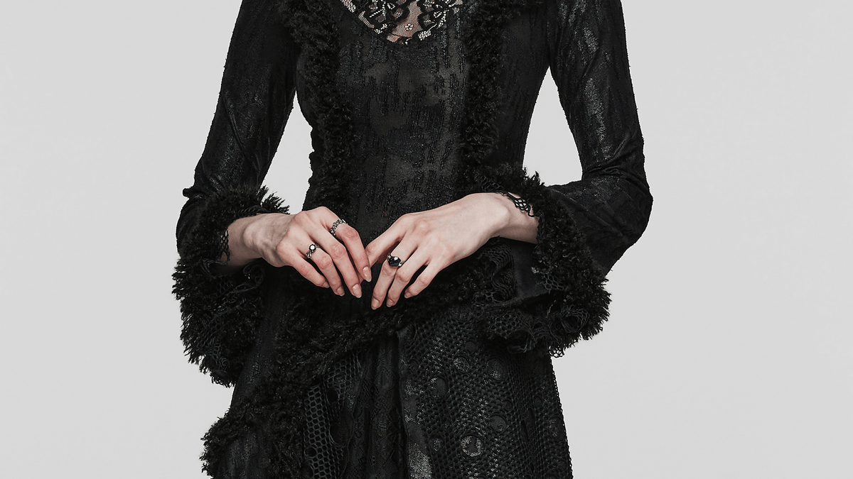 Layered Lace Gothic Elegance Long Slim Fit Dress - image 11