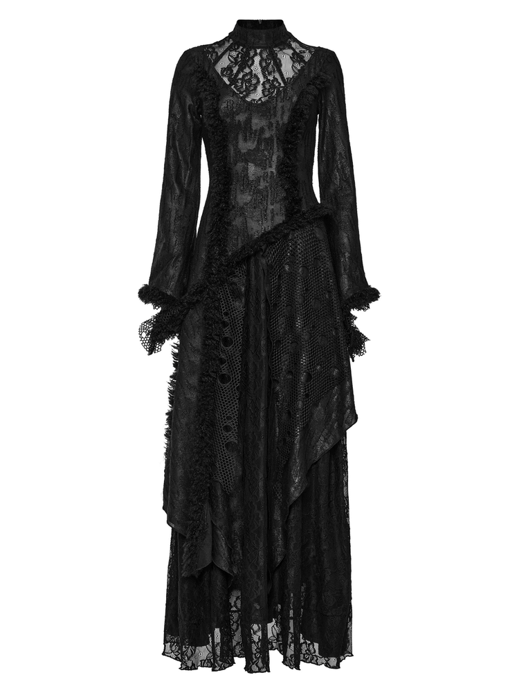 Layered Lace Gothic Elegance Long Slim Fit Dress - image 4