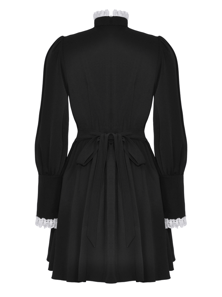 Lolita Black and White Lace Dress with Ruffled Skirt - image 5
