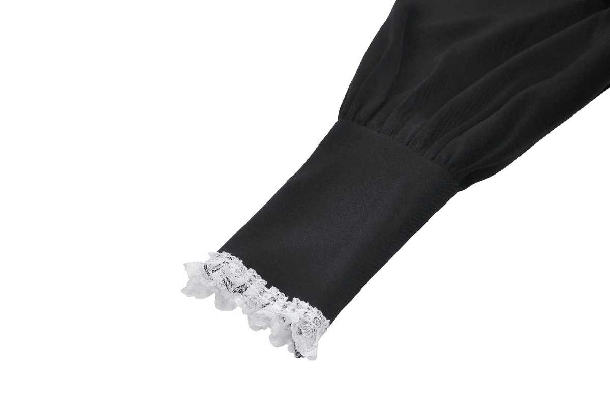 Lolita Black and White Lace Dress with Ruffled Skirt - image 9