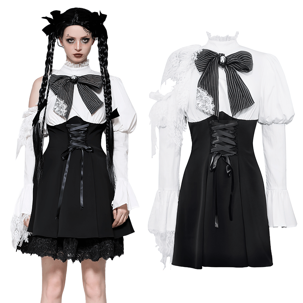 Lolita Dress with Lace Sleeves and Corset Waist - image 3