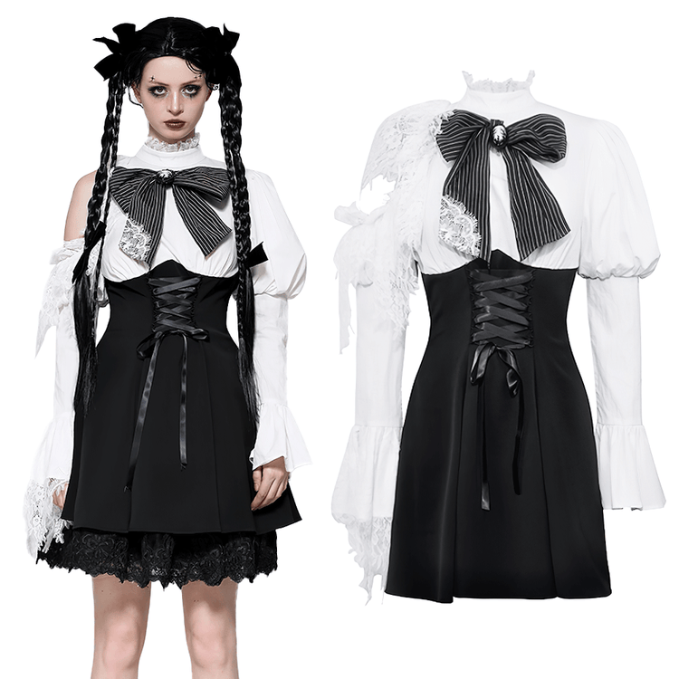 Lolita Dress with Lace Sleeves and Corset Waist - image 3