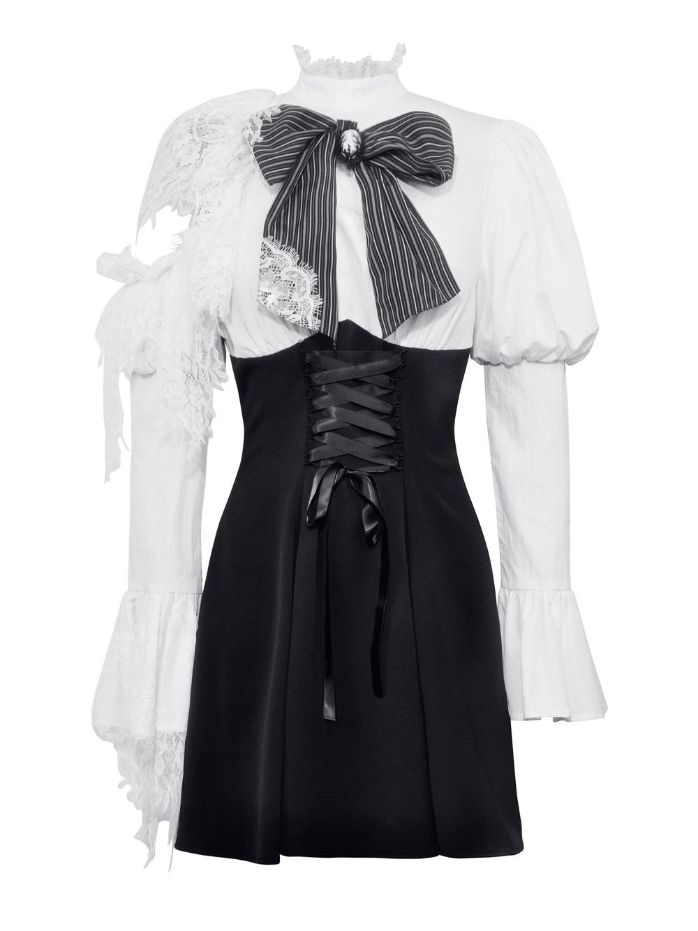 Lolita Dress with Lace Sleeves and Corset Waist - image 4