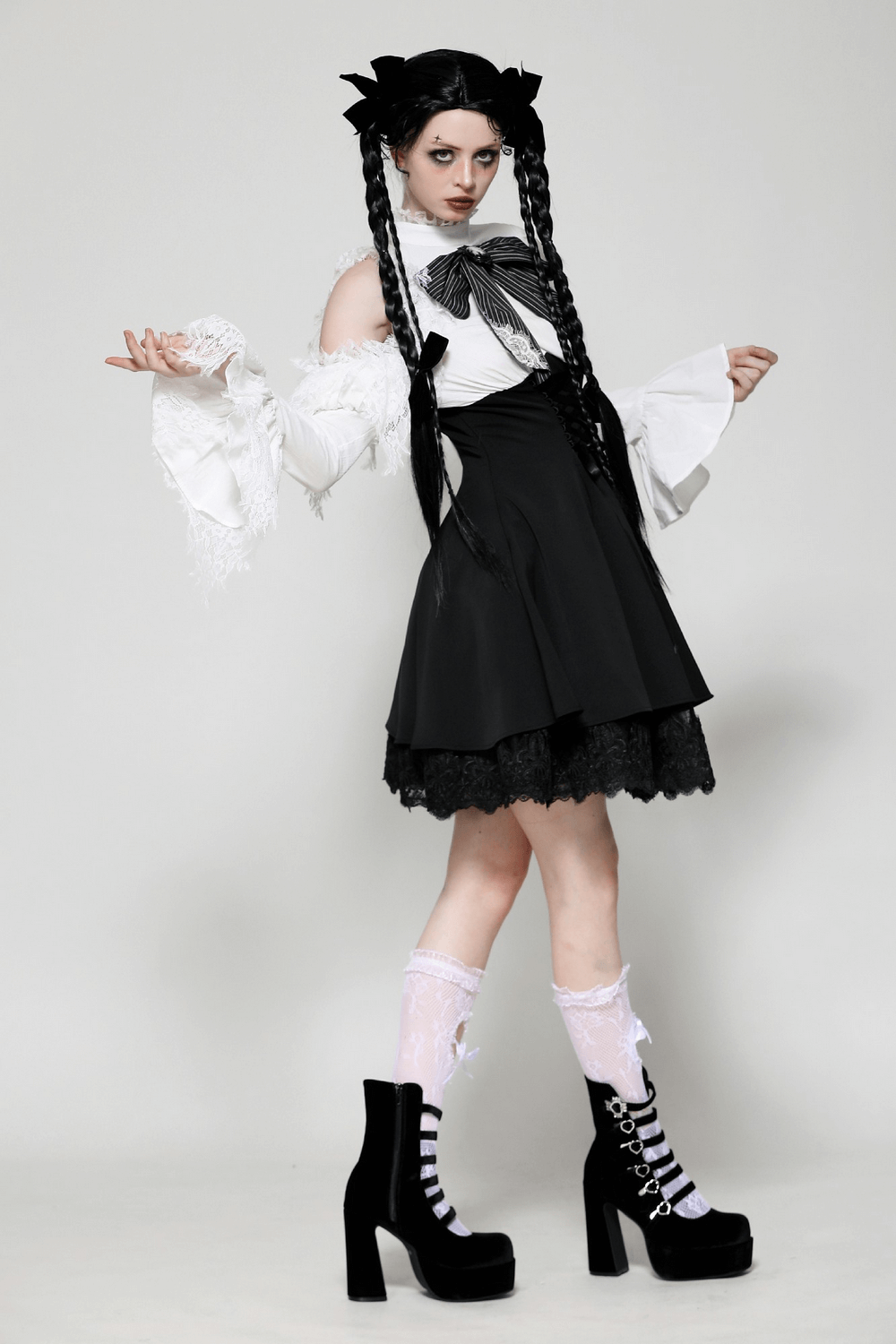Lolita Dress with Lace Sleeves and Corset Waist - image 13