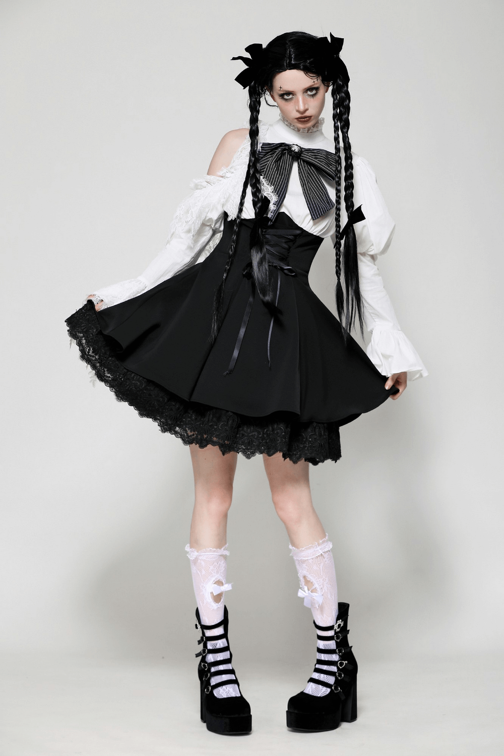Lolita Dress with Lace Sleeves and Corset Waist - image 14