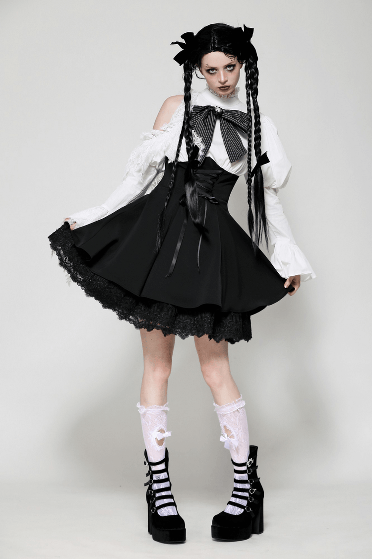 Lolita Dress with Lace Sleeves and Corset Waist - image 14