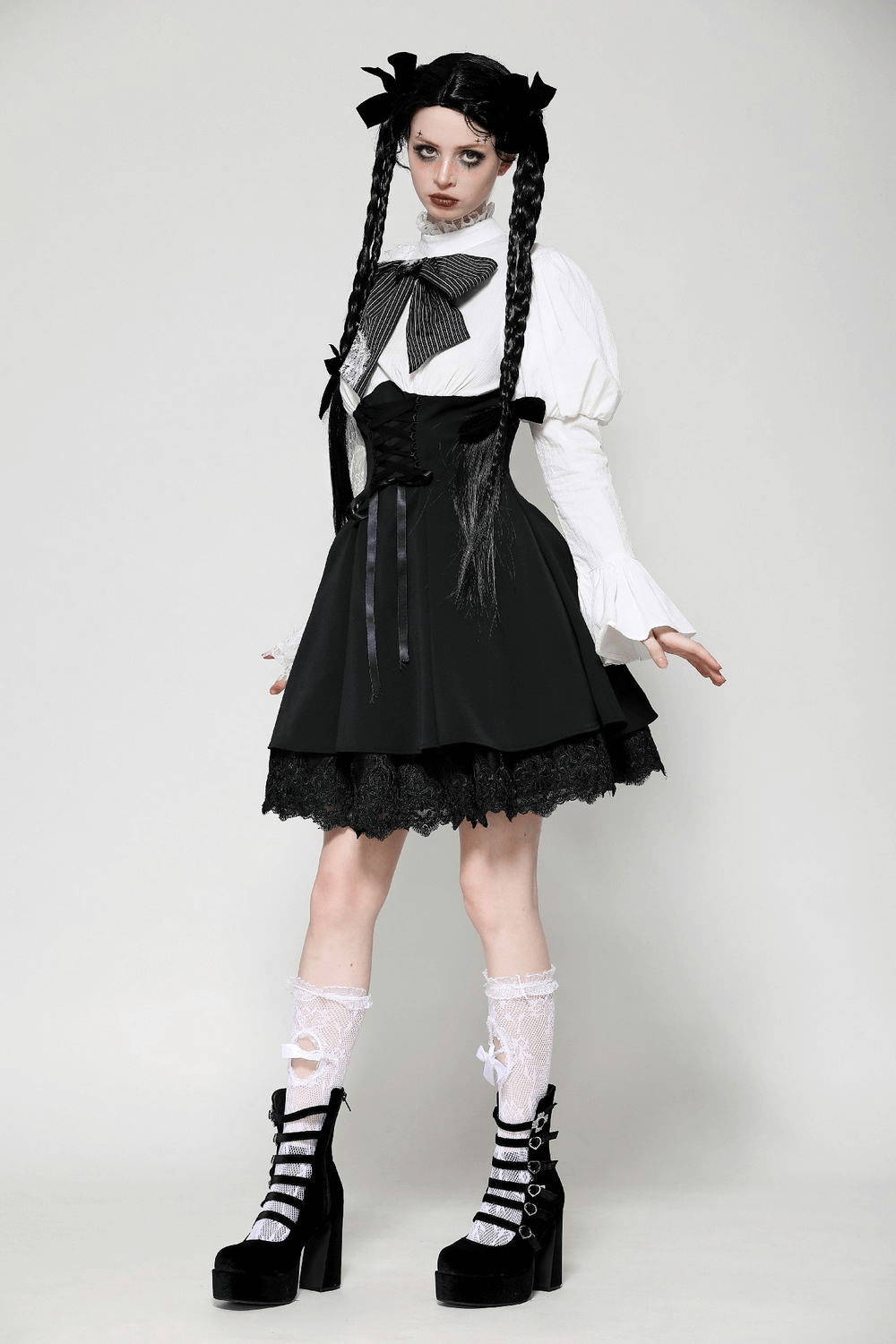 Lolita Dress with Lace Sleeves and Corset Waist - image 15