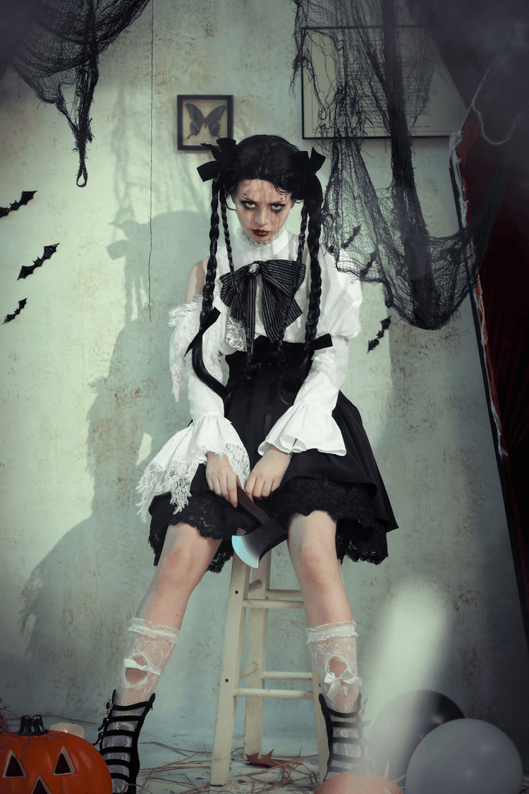 Lolita Dress with Lace Sleeves and Corset Waist - image 18