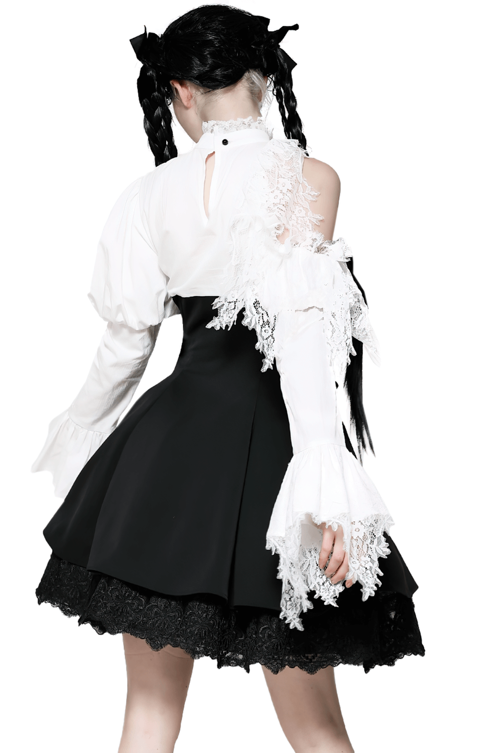 Lolita Dress with Lace Sleeves and Corset Waist - image 2