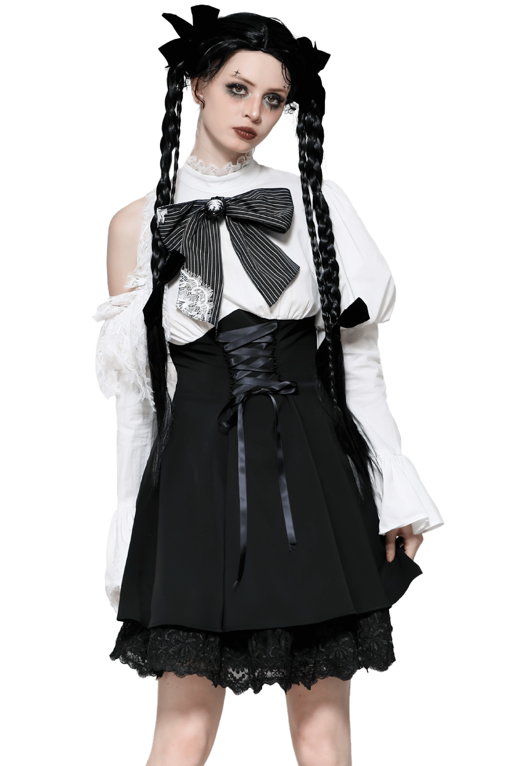Lolita Dress with Lace Sleeves and Corset Waist - image 1