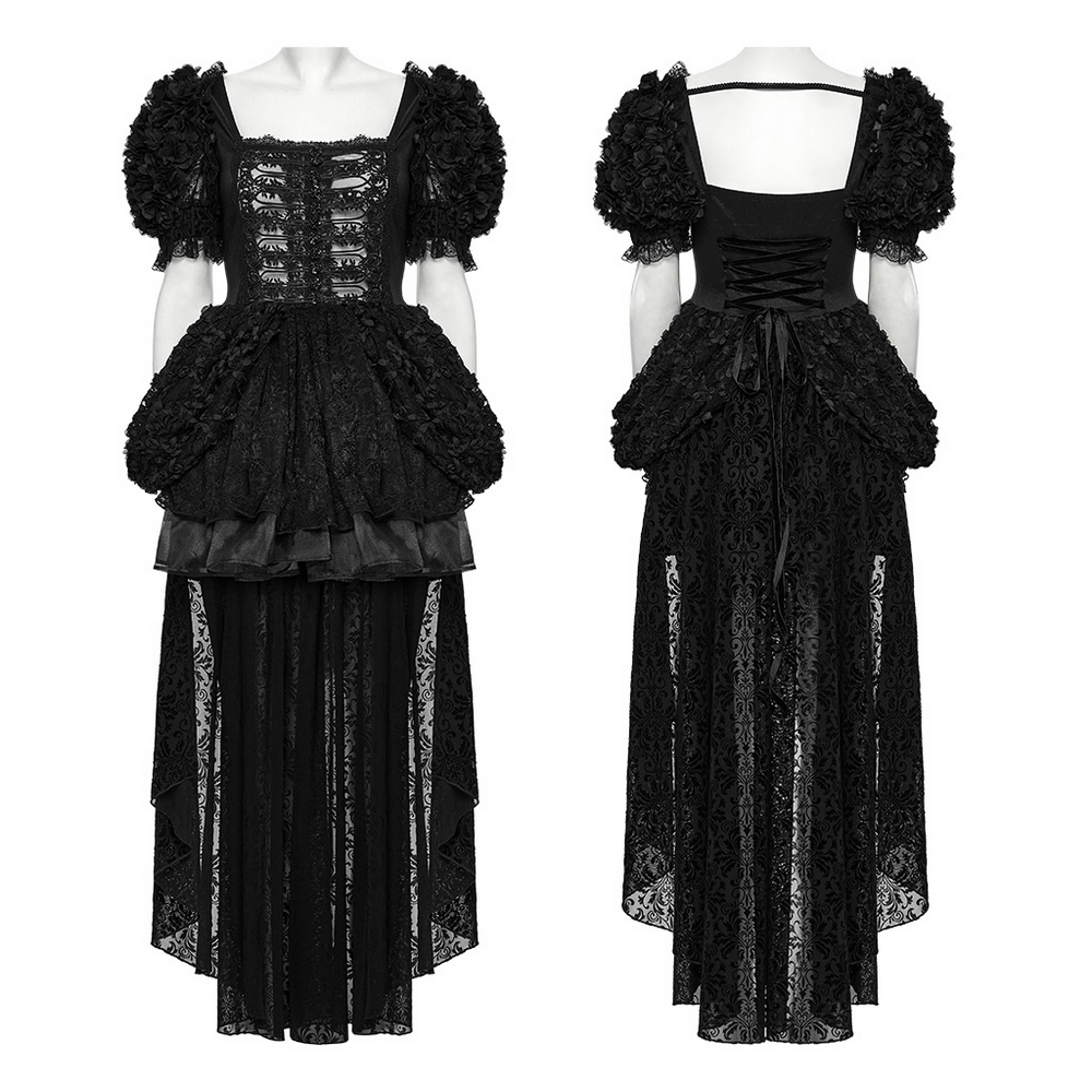 Lolita Sweet Cool Dress with Puff Sleeves and Lace - image 3