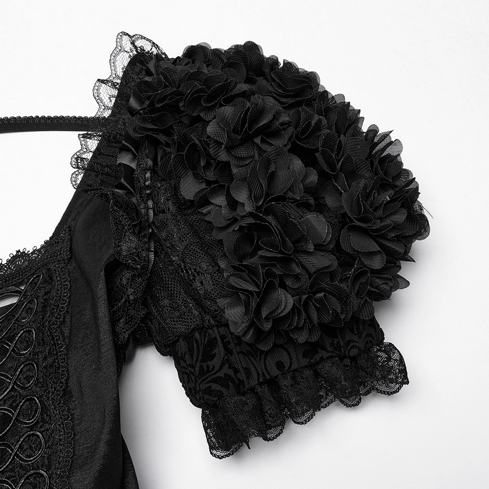 Lolita Sweet Cool Dress with Puff Sleeves and Lace - image 7
