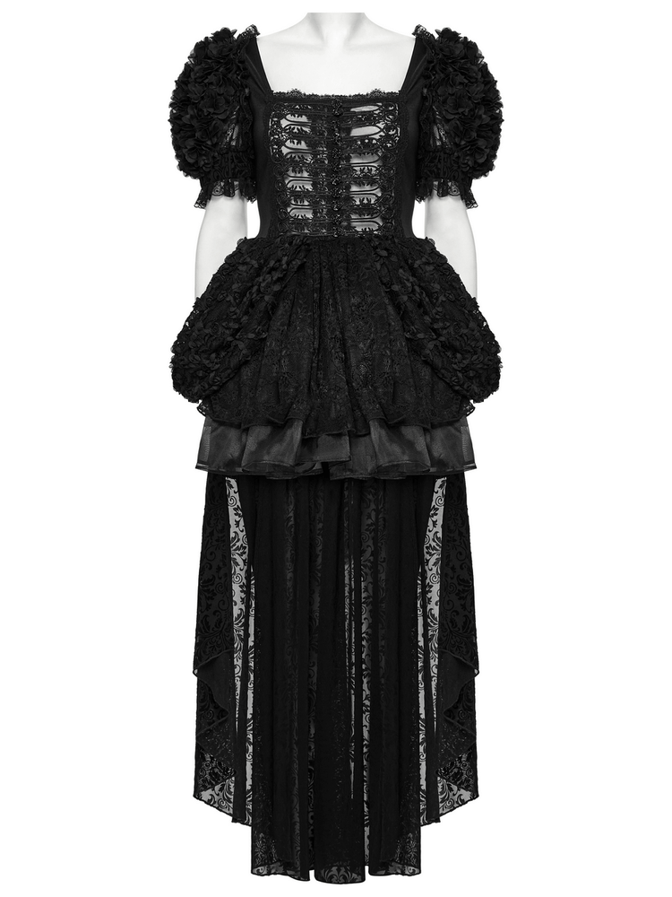 Lolita Sweet Cool Dress with Puff Sleeves and Lace - image 6