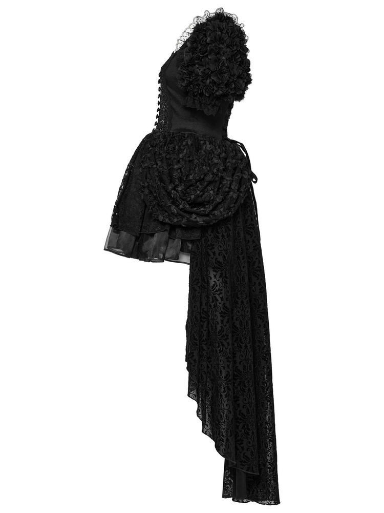 Lolita Sweet Cool Dress with Puff Sleeves and Lace - image 5