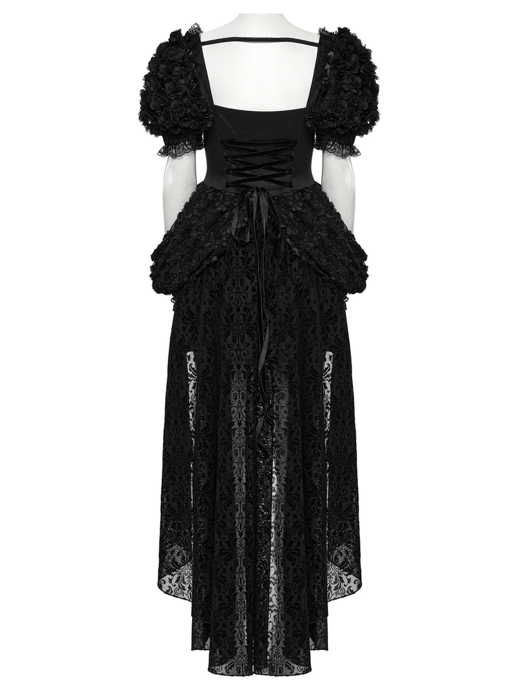 Lolita Sweet Cool Dress with Puff Sleeves and Lace - image 4