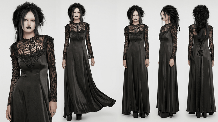 US SALE of Long Gothic Dress with Lace Sleeves and Drawstring Back - image 15