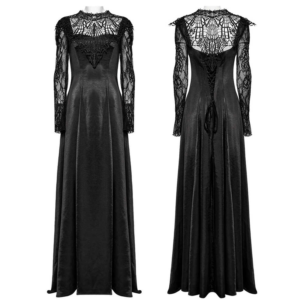 US SALE of Long Gothic Dress with Lace Sleeves and Drawstring Back - image 3